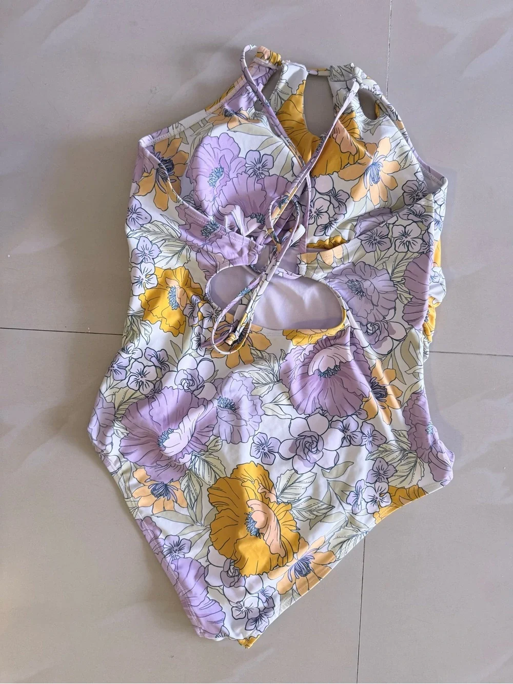 Cupshe Pastel Floral One-Piece Swimsuit in Lavender and Orange